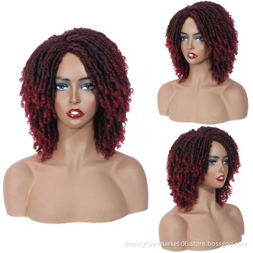 Hot Selling Cheap Synthetic Hair Wigs for Black Women African Short Dreadlocks Wig Faux Locs Crochet Hair Braided Wigs